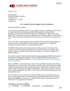 Microsoft Word - EFF et al. Letter to FTC re DRM Labelling for Electronic Retailers.docx