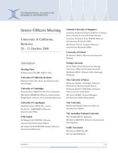 Senior Officers ­Meeting  National University of Singapore University of California, Berkeley