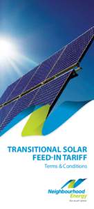 Transitional Solar Feed-In Tariff Terms & Conditions Welcome