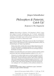 Jürgen Schmidhuber  Philosophers & Futurists, Catch Up! Response to The Singularity