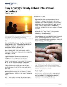 Stay or stray? Study delves into sexual behaviour