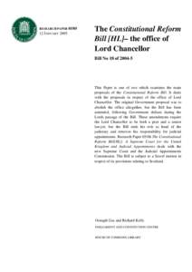 The Constitutional reform Bil: Lord chancellor Bill No of[removed]