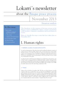 Lokarri´s newsletter about the Basque peace process November 2013 Situation analysis