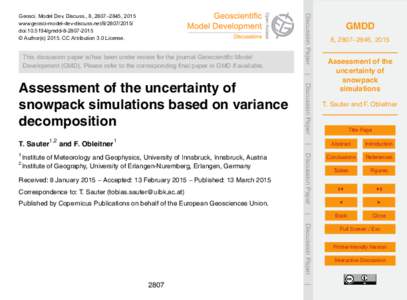 Assessment of the uncertainty of snowpack simulations based on variance decomposition