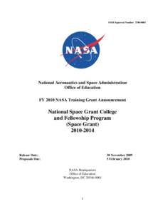 OMB Approval Number[removed]National Aeronautics and Space Administration