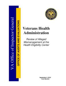OFFICE OF AUDITS AND EVALUATIONS  VA Office of Inspector General Veterans Health