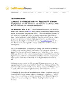 Microsoft Word - 110331_Lufthansa to introduce first-ever A380 service to Miami.doc