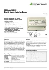 U389A and U389B Electric Meters for Active Energy.05  U389A Active Energy Meter with Direct Connection