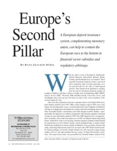Europe’s Second Pillar A European deposit insurance system, complementing monetary
