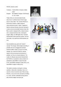 PASSOL electric scooter Company: Yamaha Motor Company Limited, Japan