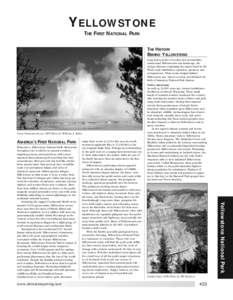 YELLOWSTONE THE FIRST NATIONAL PARK THE HISTORY BEHIND YELLOWSTONE Long before herds of tourists and automobiles crisscrossed Yellowstone’s rare landscape, the