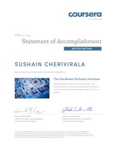 coursera.org  JUNE 24, 2013 Statement of Accomplishment WITH DISTINCTION