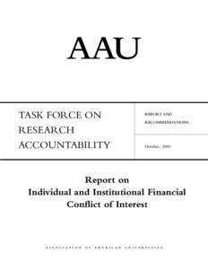 AAU TASK FORCE ON RESEARCH ACCOUNTABILITY  REPORT AND
