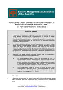PROPOSAL BY THE NATIONAL COMMITTEE OF THE RESOURCE MANAGEMENT LAW ASSOCIATION OF NEW ZEALAND INCORPORATED (