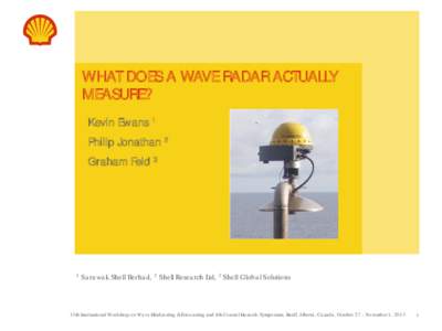 WHAT DOES A WAVE RADAR ACTUALLY MEASURE? Kevin Ewans 1 Philip Jonathan 2 Graham Feld 3