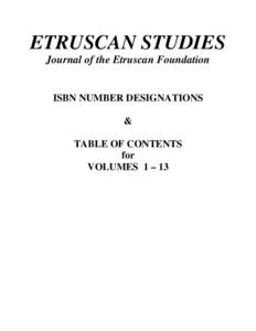 ETRUSCAN STUDIES: Journal of the Etruscan Foundation
