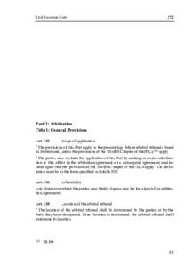 Civil Procedure Code  272 Part 3: Arbitration Title 1: General Provisions