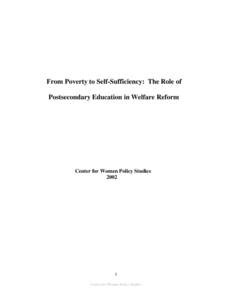 From Poverty to Self-Sufficiency: The Role of Postsecondary Education in Welfare Reform