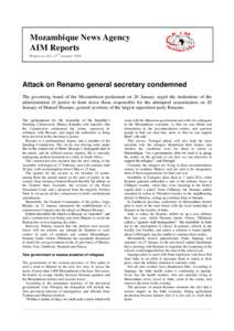 Mozambique News Agency AIM Reports Repo rt no .522 , 27 th