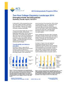 ACS Undergraduate Programs Office  Two-Year College Chemistry Landscape 2014 Emerging trends and ACS policies Summary results report, Fall 2014 In Spring 2014, ACS conducted the survey,