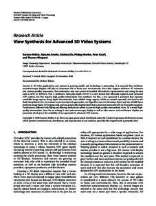 View Synthesis for Advanced 3D Video Systems