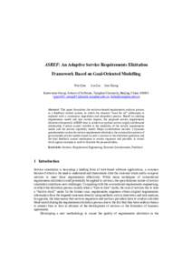 ASREF: An Adaptive Service Requirements Elicitation Framework Based on Goal-Oriented Modelling Wei Qiao Lin Liu