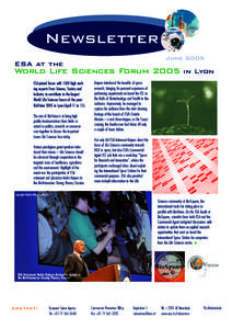 Newsletter June 2005 ESA at the  World Life Sciences Forum 2005 in Lyon