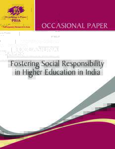 Participatory Research in Asia  OccaSional Paper Fostering Social Responsibility in Higher Education in India
