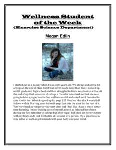 Wellness Student of the Week (Exercise Science Department) Megan Edlin