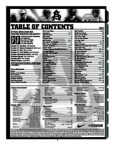 TABLE OF CONTENTS OFFICIAL MEDIA GUIDE AND SOUVENIR MAGAZINE PUBLISHED BY Professional Sports Publications 519 Eighth Ave. New York, NY 10018