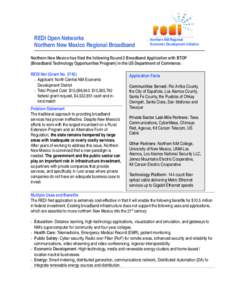 REDI Open Networks Northern New Mexico Regional Broadband Northern NM Regional Economic Development Initiative
