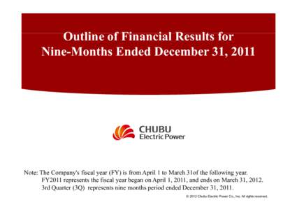 Outline O tli off Financial Fi i l Results R lt for