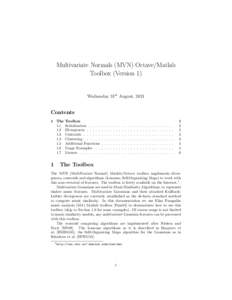 Multivariate Normals (MVN) Octave/Matlab Toolbox (Version 1) Wednesday 31st August, 2011  Contents