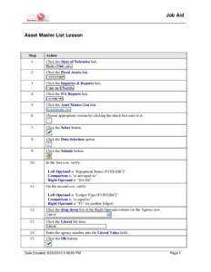 Job Aid  Asset Master List Lesson Step