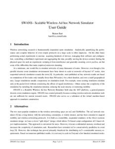 SWANS– Scalable Wireless Ad hoc Network Simulator  User Guide Rimon Barr [removed]