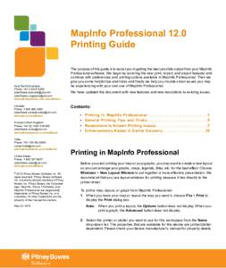 MapInfo Professional 12.0 Printing Guide Asia Pacific/Australia: Phone: + 