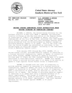 United States Attorney Southern District of New York FOR IMMEDIATE RELEASE May 26, 2007  CONTACT: