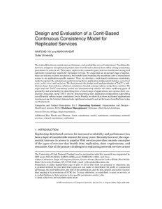 Design and Evaluation of a Conit-Based Continuous Consistency Model for Replicated Services