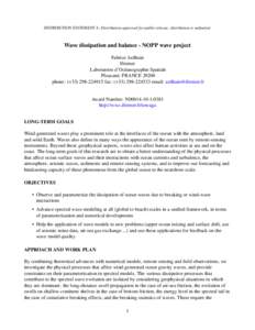 Wave dissipation and balance - NOPP wave project