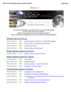 46th Lunar and Planetary Science Conference[removed]program.pdf PROGRAM