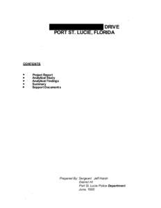 DRIVE PORT ST. LUCIE, FLORIDA CONTENTS Project Report Analytical Study