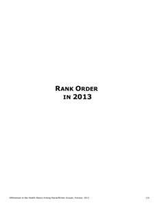 RANK ORDER IN 2013 Differences in the Health Status Among Racial/Ethnic Groups, Arizona