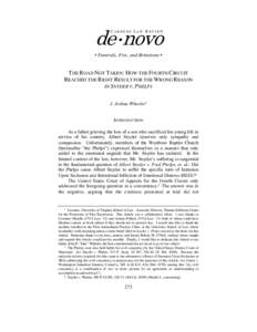 de•novo CARDOZO LAW REVIEW • Funerals, Fire, and Brimstone •  THE ROAD NOT TAKEN: HOW THE FOURTH CIRCUIT
