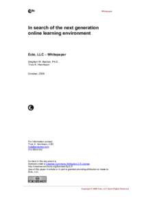 Whitepaper  In search of the next generation online learning environment  Ecto, LLC – Whitepaper