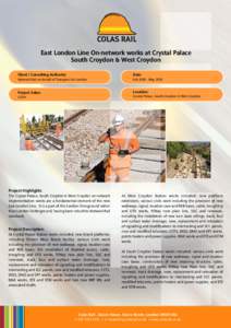 East London Line On-network works at Crystal Palace South Croydon & West Croydon Client / Consulting Authority: Date: