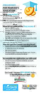 FREE MONEY FOR YOUR KID’S EDUCATION! What FREE MONEY? It’s the Canada Learning Bond, Government of