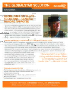 THE GLOBALSTAR SOLUTION GENERAL HONORÉ GLOBALSTAR SATELLITE SOLUTIONS – GENERAL HONORÉ APPROVED