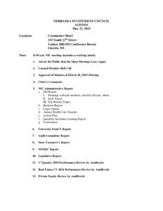 NEBRASKA INVESTMENT COUNCIL AGENDA May 21, 2015 Location:  Time: