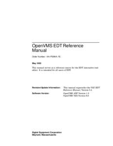 OpenVMS EDT Reference Manual Order Number: AA–PS6KA–TE