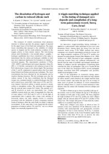 Goldschmidt Conference Abstracts[removed]The dissolution of hydrogen and carbon in reduced silicate melt  A wiggle-matching technique applied